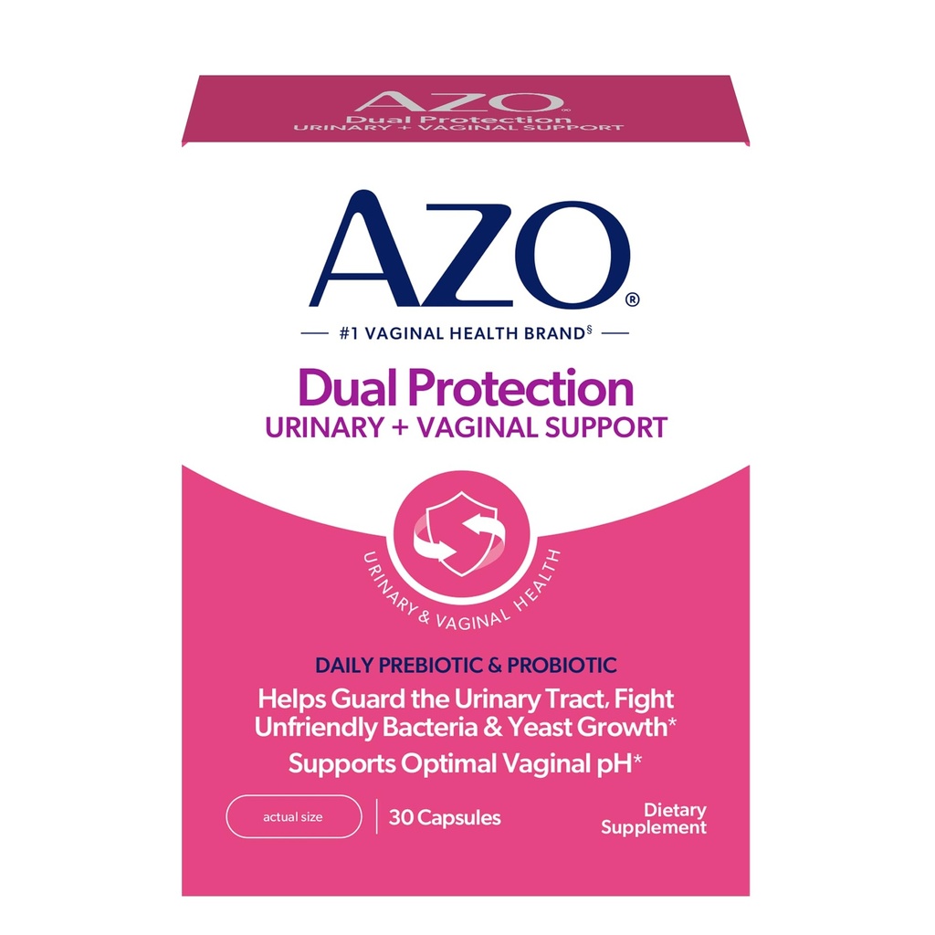 AZOの二重保護、尿+腟サポート、女性のためのプレバイオティクスおよびプロバイオティクス*は、24時間以内に、非GMO、30の計算働きを始めます