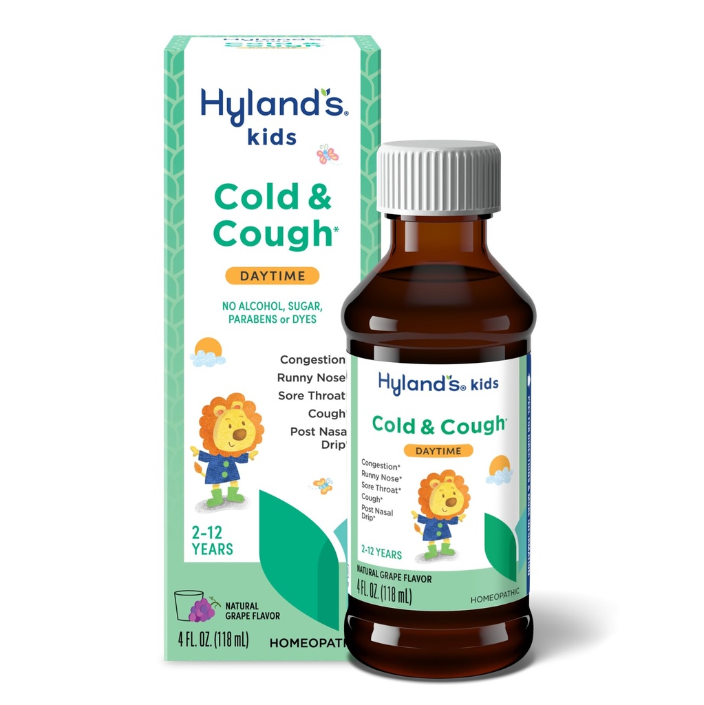 ハイランドの子供風邪と咳、子供の年齢のための昼間のブドウの味の咳のシロップ薬2および上、Decongestant、ソアの喉の救助、共通の風邪の症状のための自然な処置、4 Fl Oz