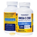 Oceanblue Professional 2100mg | トリプル強度オメガ3魚油サプリメント | ブルプレス | 高効力EPA DHA | ワイルドキャッチ - 120カウント(パッケージ 2) 天然オレンジ味