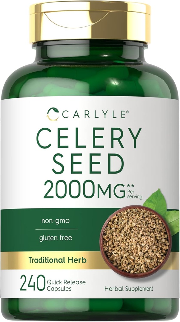 Carlyle Celery Seed Extract Capsules | 2000mg | 240 Count | Traditional Herb Supplement | Non-GMO and Gluten Free Formula