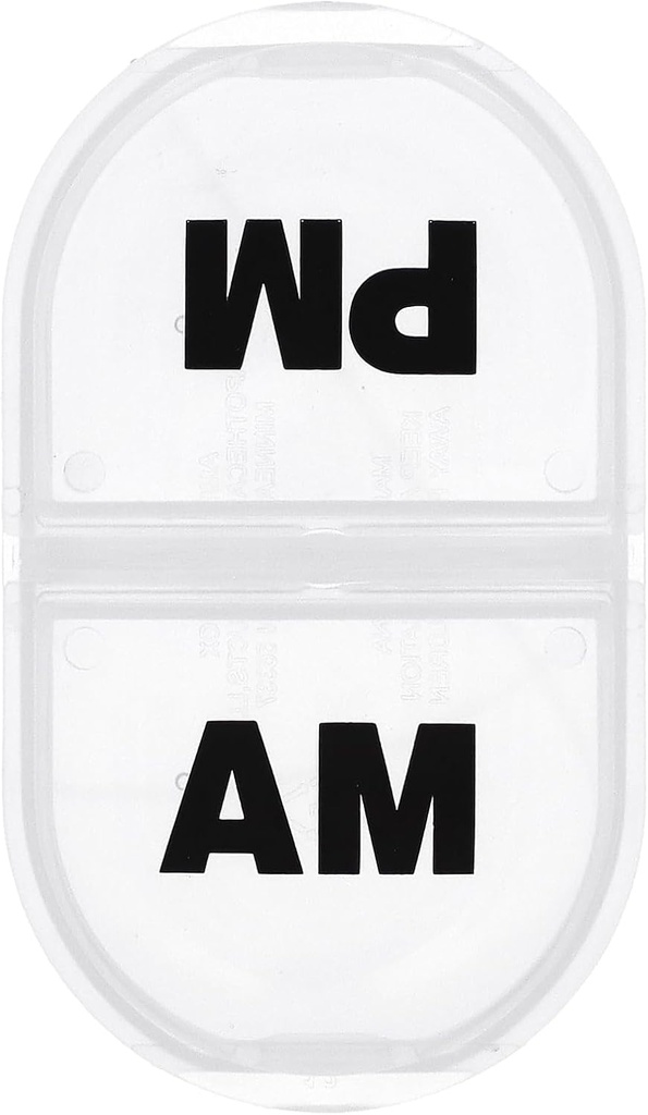 Remind N' Time Daily AM/PM Portable Travel Pill Organizer, Vitamin and Medicine Box, Snap-Shut Lids, Clear