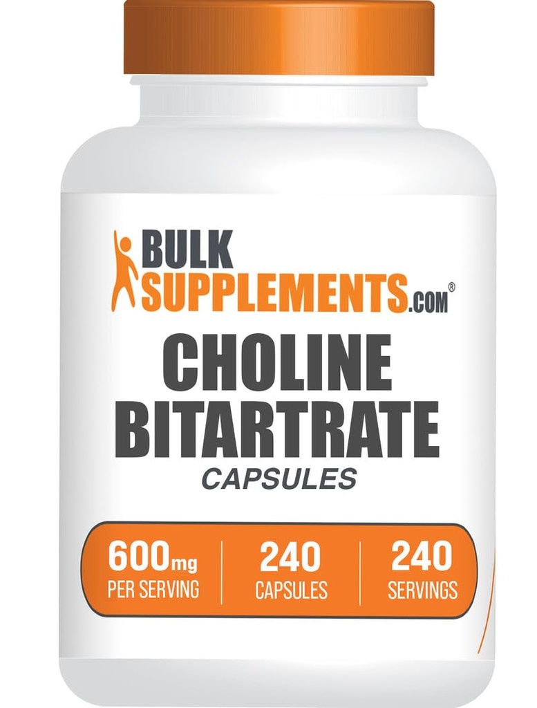 BulkSupplements.comコリンBitartrateカプセル - コリンL-Bitartrate - コリン600mg、サービングあたりの2カプセル、240カプセル(パッケージ1)