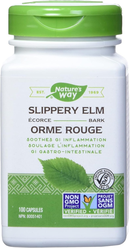 Nature's Way スリッパ エルム 樹皮, 歯 消化管 炎症, 100 ベジタリアン カプセル (2 パック)