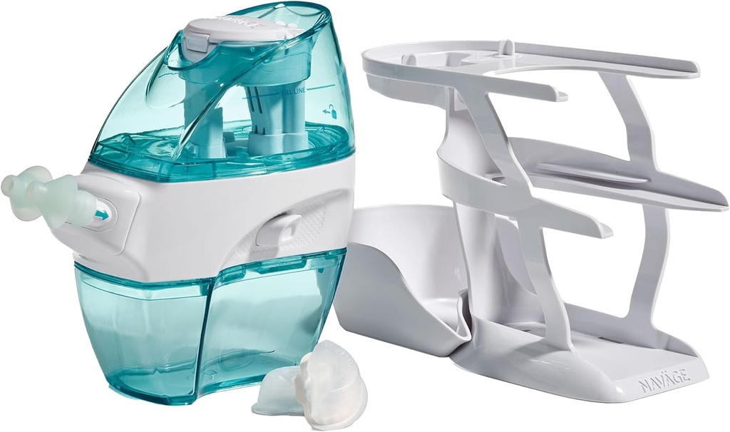 Navage エッセンシャル バンドル - 鼻灌漑システム - Saline Nasal Rinse Kit with 1 Navage Nose Cleaner, 30 塩ポッドと1カウンタートップカディ