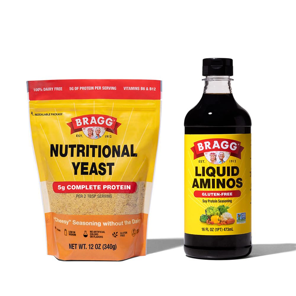 Bragg Premium 12 Ounce Nutritional Yeast調味料ポーチ - ビーガン、グルテンフリーチーズフレークと液体アミノム すべての目的調味料 - 醤油代替16オンス