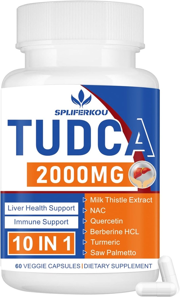 2000mg Tudca Liver Support Supplement, Tudca Bile Salt with Milk Thistle and Nac,60 Capsules for 30 Days,Support for Liver, Detoxification,Immune System