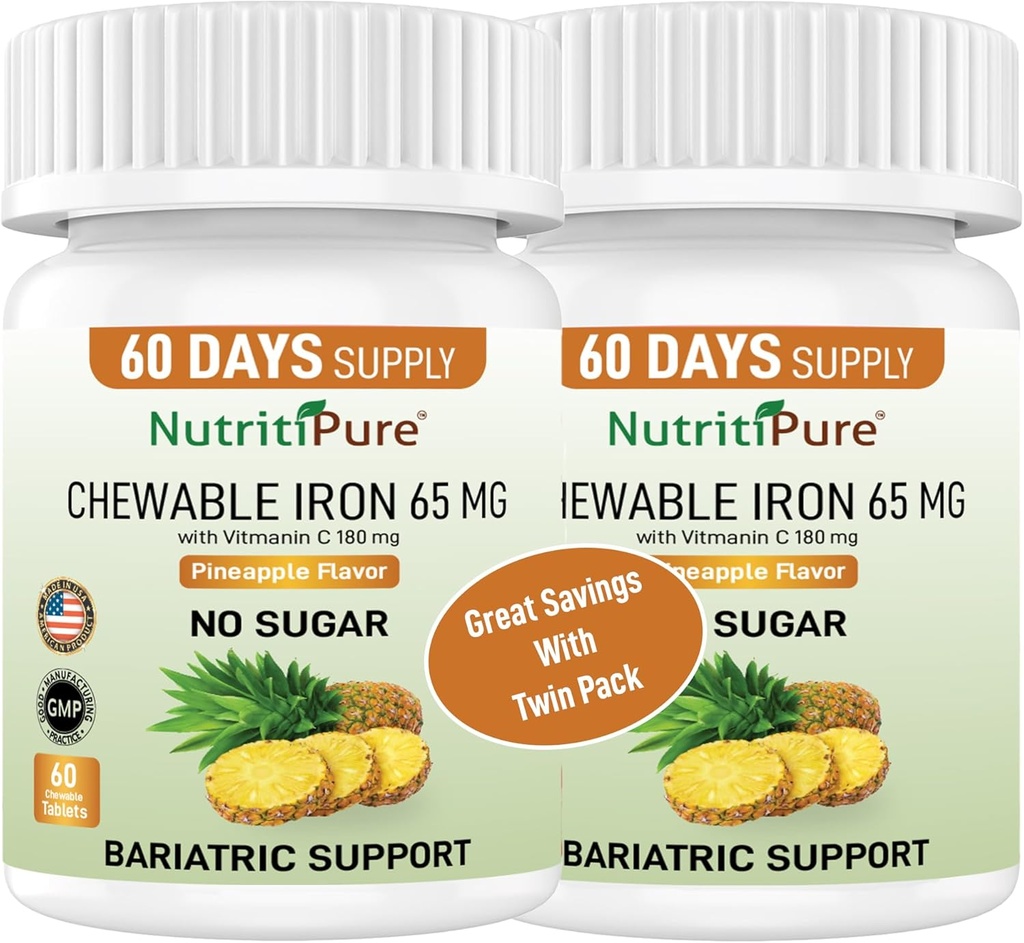 ビタミンC 180 mgのChewable鉄65 mg - パイナップル風味の錠剤 60 カウント (2)