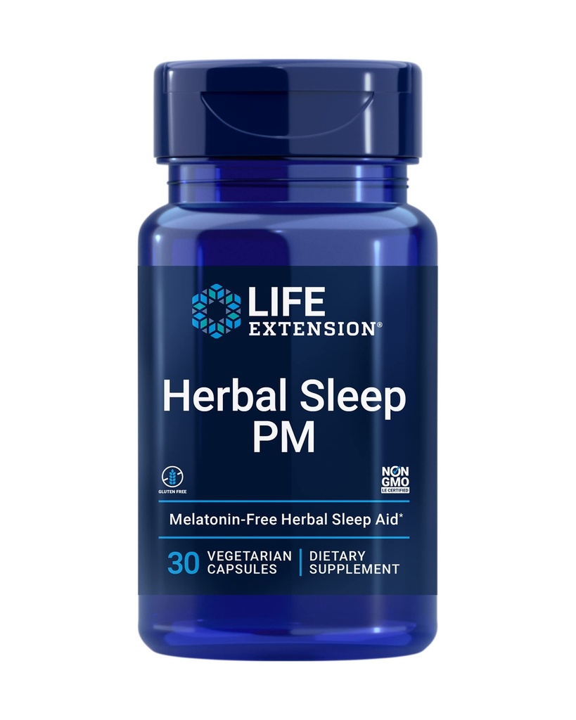 ライフエクステンションハーブ睡眠PM、レモンバーム、ホノキオール(マグノリアバーク)、カモミール、ヘルシー睡眠、ホルモンフリー、メラトニンフリー、グルテンフリー、グルテンフリー、GMO非、ベジタリアン、30カプセルを促進