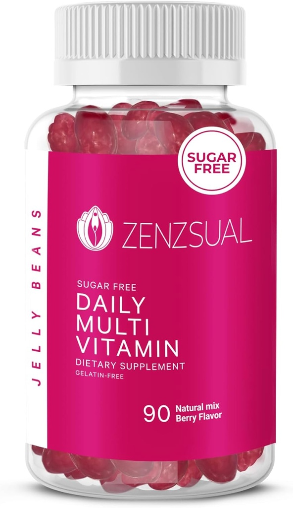 ZENZSUAL Daily Multivitamin Jellybeans - Chewable, Sugar-Free, ベジタリアンフレンドリーサプリメント - 免疫サポート、ウェルネスデライト、ゼラチンフリー(90ナチュラルミックスベリー風味)