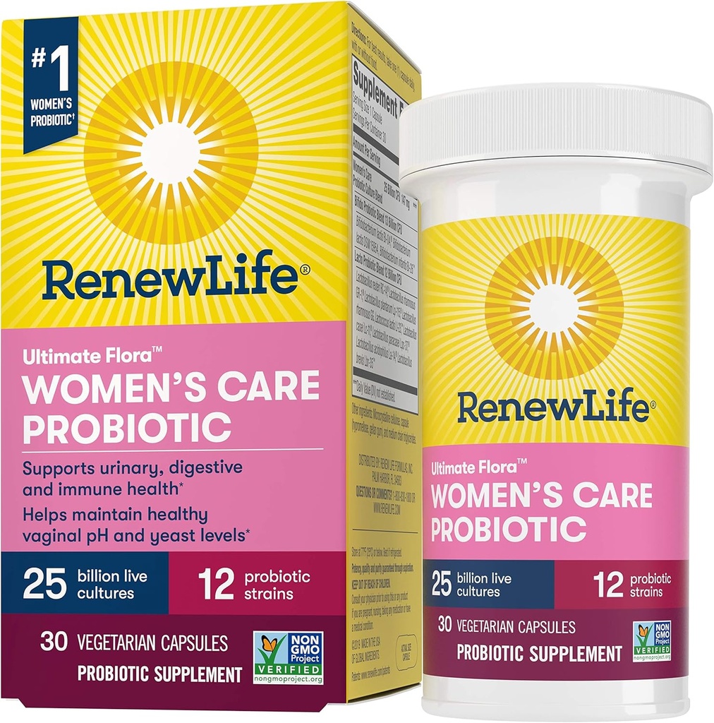 Renew Life Women?s Probiotic - Ultimate Flora Probiotic Women's Care、Shelf Stable Probiotic Supplement - 25 Billion - 30野菜カプセル