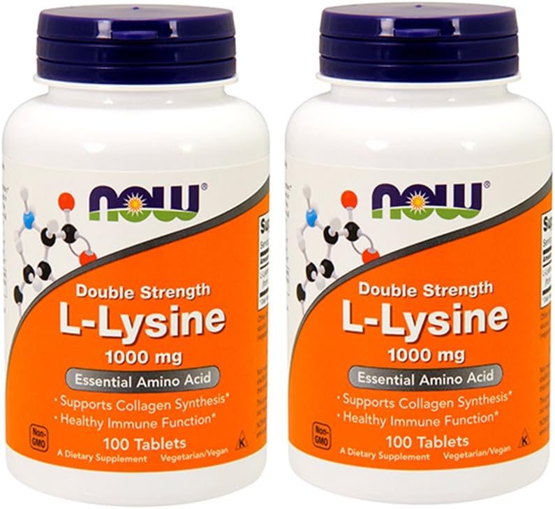 NOW Foods L-Lysine 1000mg, 100 Tablets (Pack of 2)
