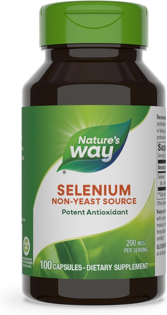 Nature's Way Selenium, Non-Yeast Source, Potent Antioxidant, 100 Capsules (Packaging May Vary)