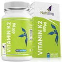 NutriZing K2ビタミンサプリメントMK-7 - 高強度600mcg - 骨と動脈の健康をサポート - 90ビーガンカプセル - 男性と女性のためのビタミンK2 - 3ヶ月の供給