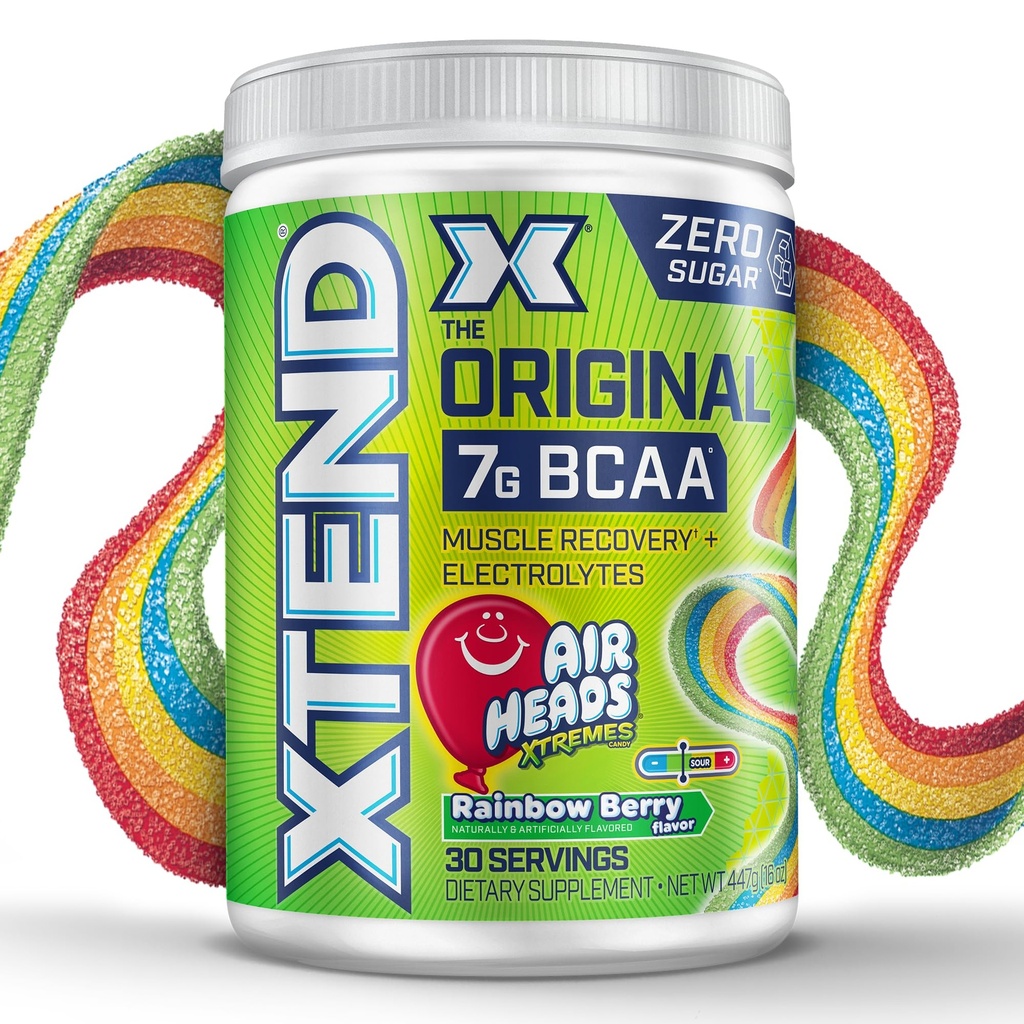 Xtend 元の BCAA の粉のエアヘッドの虹の果実味、7g BCAA および 2.5g L グルタミン、砂糖の人の及び女性のためのアミノ酸の自由なポストのワークアウト筋肉回復飲み物、30 のサービング