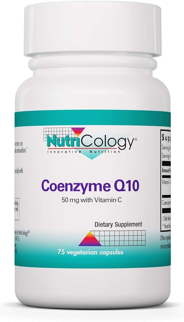 Nutricology Coenzyme Q10 サプリメント - ビタミン C、心臓の健康、CoQ10 50mg、Ubiquinol、酸化防止剤、ベジタリアンカプセル - 75 カウント
