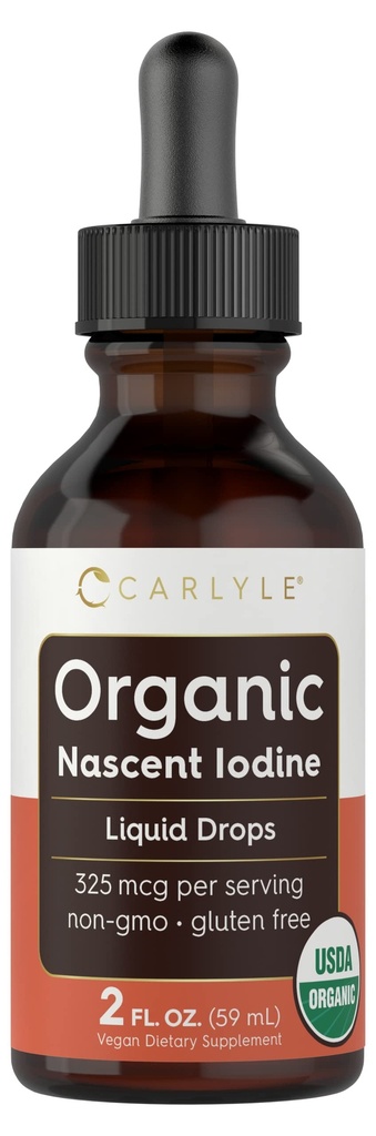 Carlyle Organic Nascent Iodine Liquid Drops | 2 fl oz | 完全菜食主義者のサプリメント | 非GMO、グルテンフリー