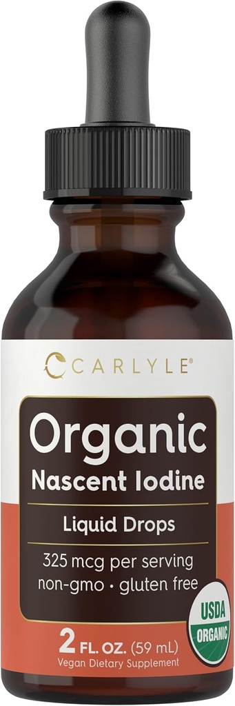 Carlyle Organic Nascent Iodine Liquid Drops | 2 fl oz | Vegan Supplement | Non-GMO, Gluten Free
