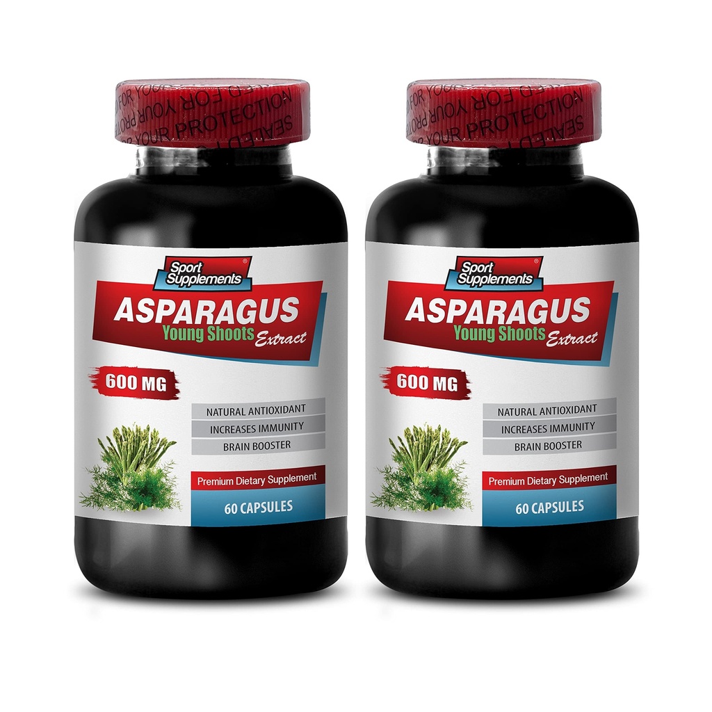 利尿薬ピル - アスパラガス600 MG - 若いシュートエキス - プレミアム栄養補助食品 - 皮膚のための抗酸化サプリメント - アスパラガスエキス、抗酸化サプリメント、アスパラガスピル - 2B 120カプセル