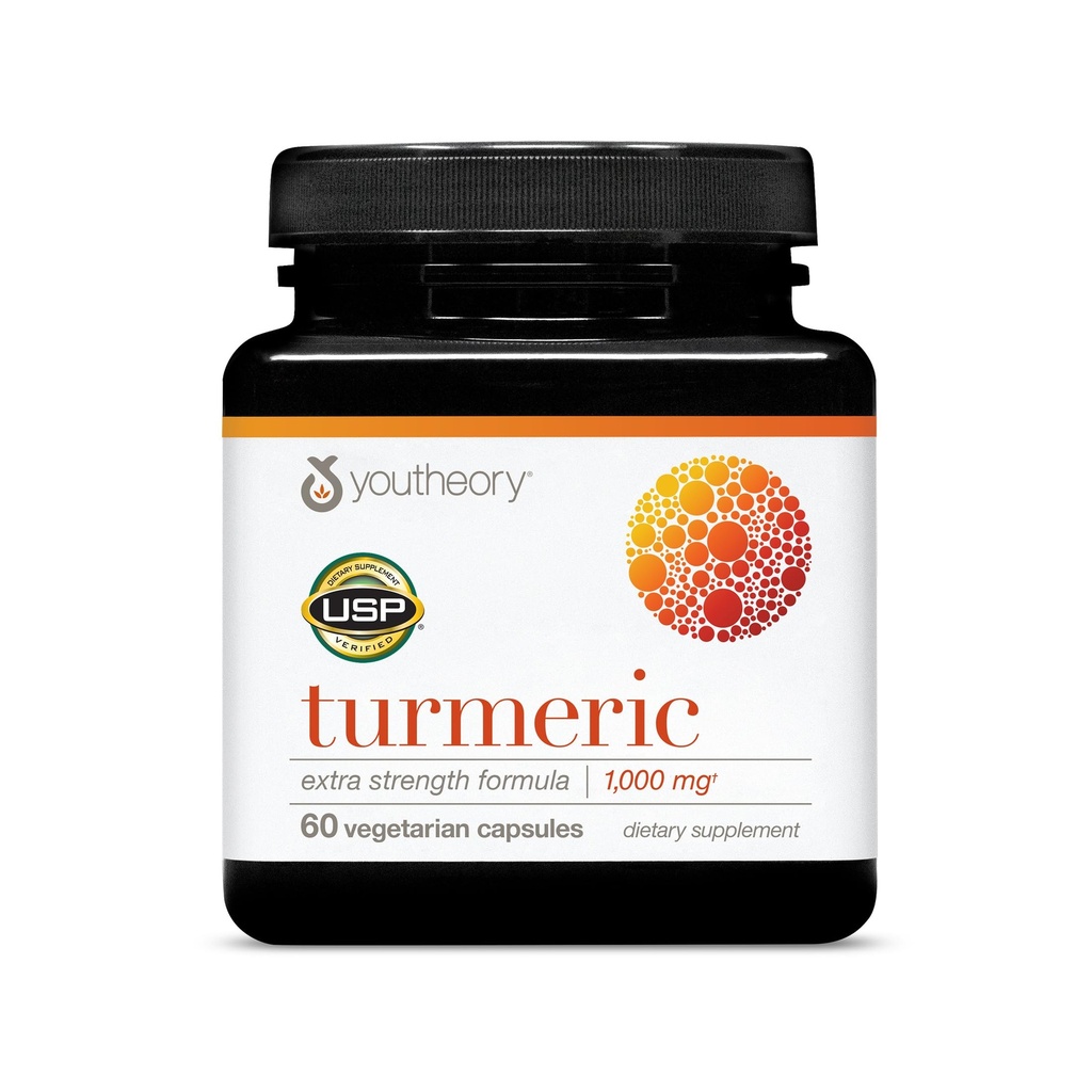 YoutheoryのTurmericの余分強さ- 1,000のmg -サポート 脳、筋肉及び接合箇所の健康* -Bioenhancers、Curcuminoids及び草のエキス- USPは確認しました- 60の菜食主義のカプセル(30日の供給)を---含んでいます
