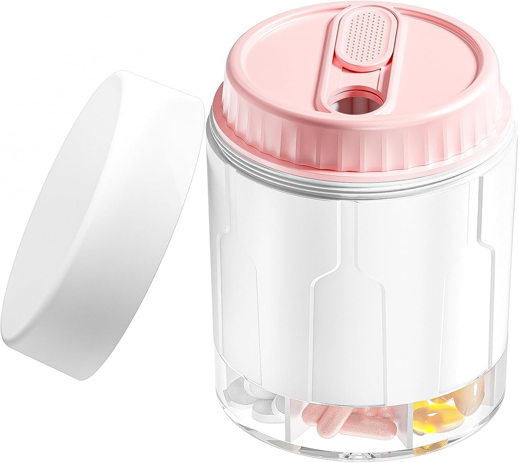 ウィークリートラベルピルオーガナイザー、7つの大きなコンパートメントを備えた毎日のサプリメントオーガナイザー、ピルボックスケース使いやすい、大型ビタミンディスペンサー、薬用多機能ピルストレージホールド(ピンク)