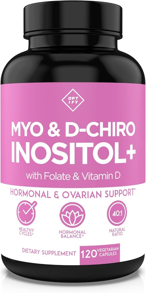 女性のためのMyo-Inositol&D-Chiro Inositolサプリメント - 40:1比率プラスフォーレートとビタミンD - 健康的なホルモンバランス、定期的なサイクル、および卵巣の健康をサポート - 30日の供給