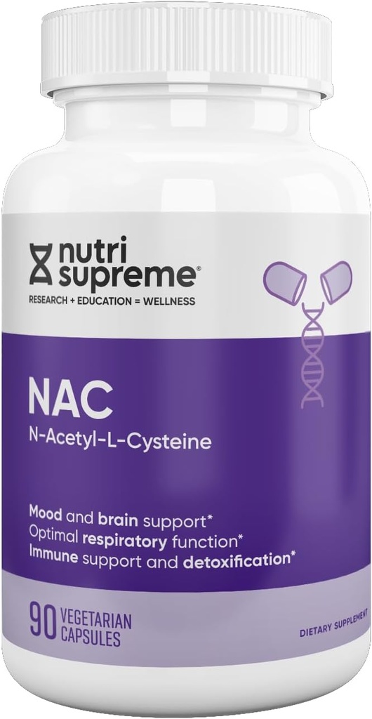 Nutri-Supreme NAC(N-Acetyl-L-Cysteine) 600mg サプリメント ベジタリアンカプセル、肝臓サポート、免疫サポート