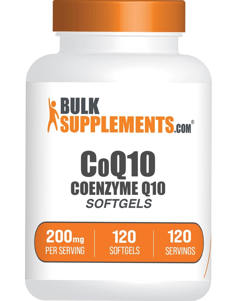 BulkSupplements.com CoQ10 200mg Softgels - 心の健康のために、 Coenzyme Q10 200mgサプリメント、グルテンフリー、給食当たり1Softgel、120カウント(パッケージ1)