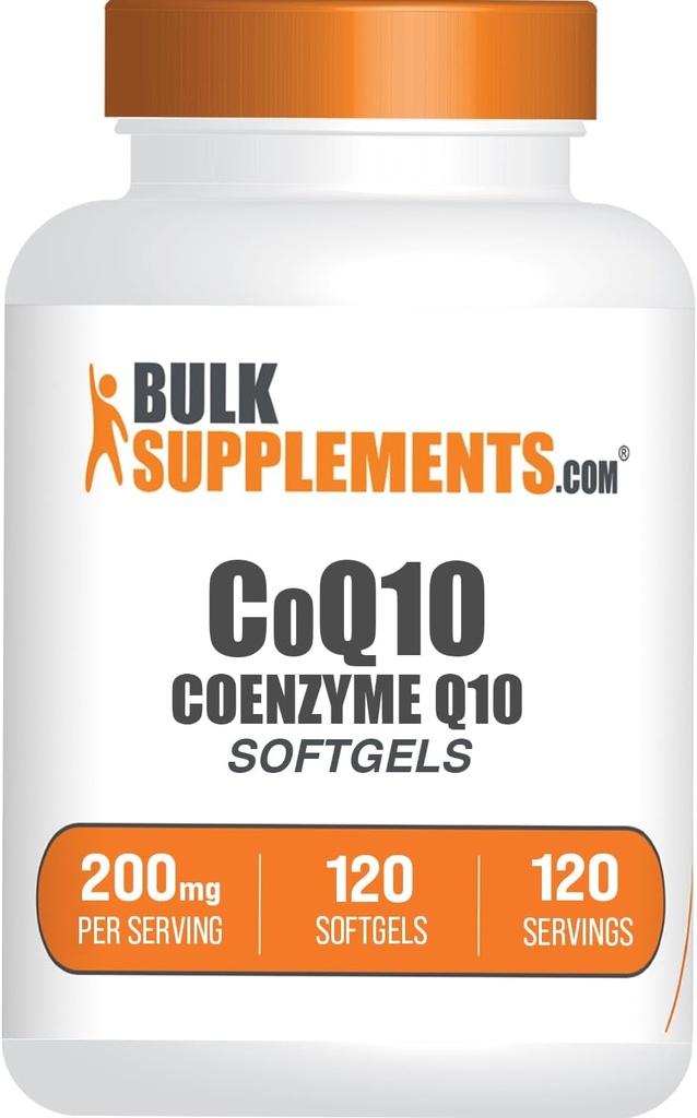 BulkSupplements.com CoQ10 200mg Softgels - 心の健康のために、Coenzyme Q10 200mgサプリメント、グルテンフリー、給食当たり1Softgel、120カウント(パッケージ1)