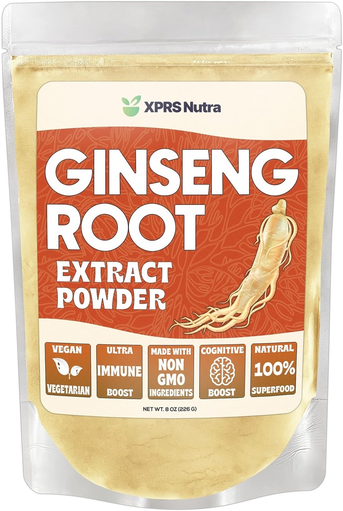XPRS Nutra Ginsengの根のエキスの粉-Ginsengの粉は認知機能、物理的な性能および免疫システム-粉の形態(8のOunce)のビーガン友好的なPanax Ginsengを支えます
