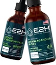 E2H:液体クロロフィルとアシュワガンダ液滴 | ヴィーガン、非GMO - 2 Fl Oz 各(4 Fl Oz合計) - バンドル