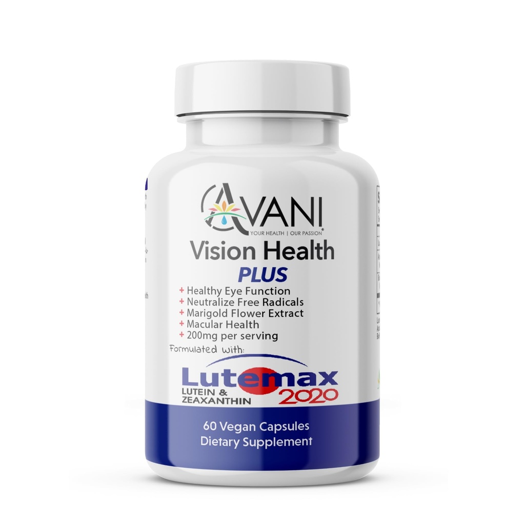 Avaniの視野の健康プラスの目の健康はLutemax 2020 20mg Lutein 4mgのZeaxanthinと作りました