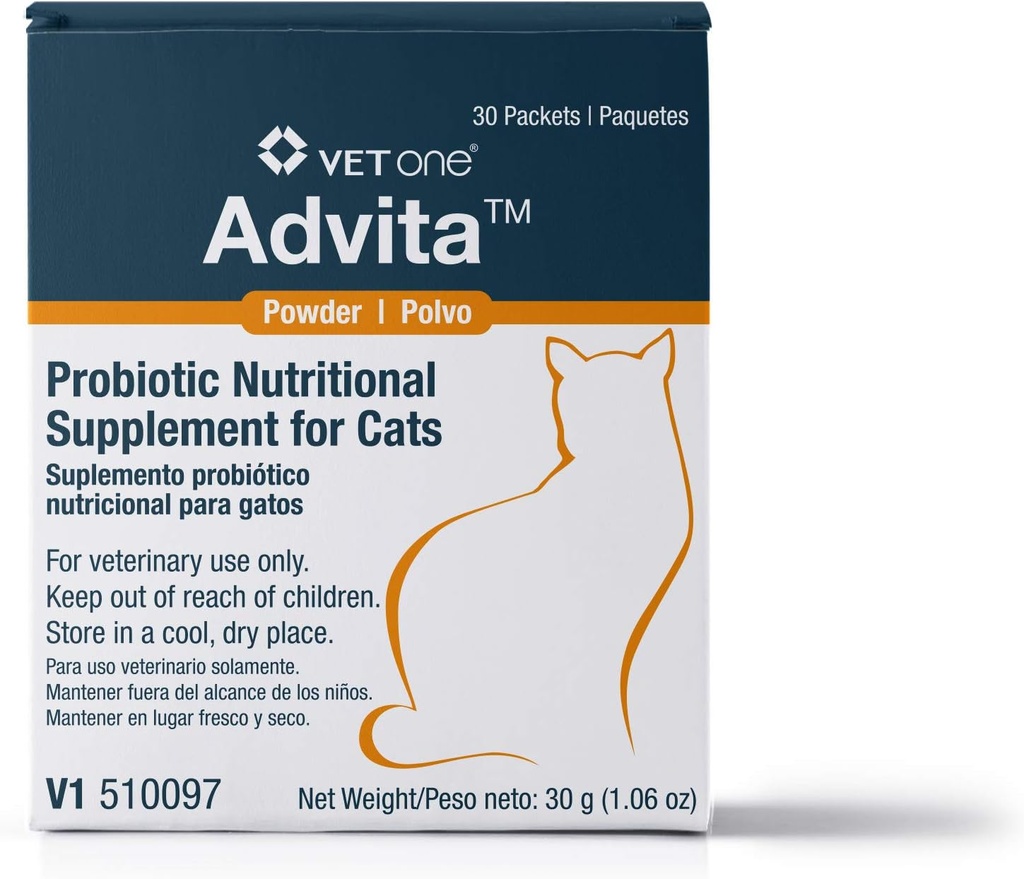 猫のためのVetOne Advitaの粉のProbiotic栄養物の補足- 30 (1グラム)のパック