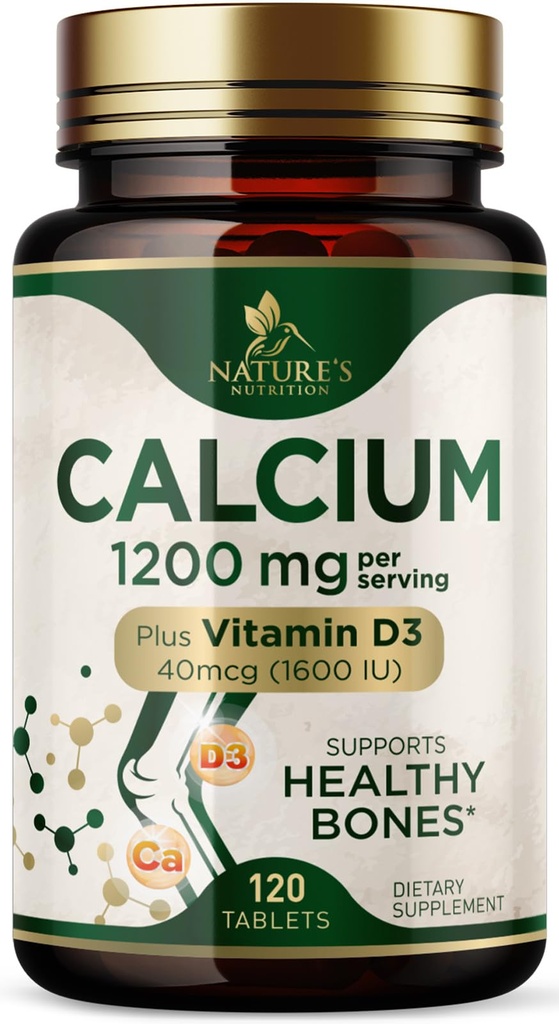 ビタミンD3のカルシウム1200 mg - 骨の健康の補足、女性のためのビタミンD&カルシウムサプリメント - 骨の強さ、歯及び免疫サポート、自然のカルシウムの丸薬、米国でボトル入り - 120錠