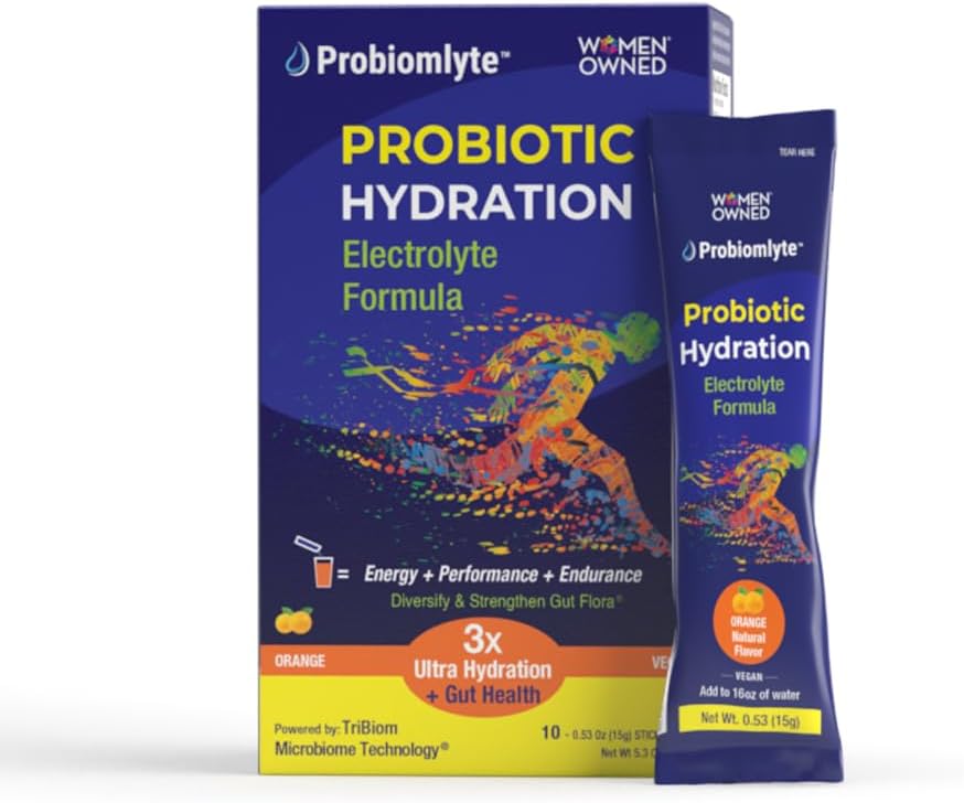 Probiomlyte- Probiotic Hydration 増幅器(オレンジ)、特許取得済みの TriBiom Microbiome テクノロジー、耐久性、性能、エネルギー、Gut Health