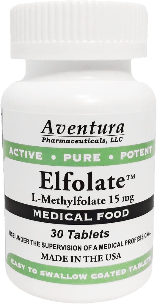 ELFOLATE® 15mg L-Methylfolateのメチルの葉酸塩のMethylfolateの医学のフードの補足の専門の強さの活動的な純粋なPotent 30のタブレット