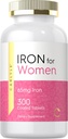 Carlyle Iron Supplement for Women 65mg | 300 Coated Tablets | Vegetarian, Non-GMO & Gluten Free
