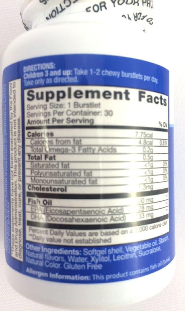 子供のスマートなこんにちはDHA Omega-3の魚油30のea、Chewableのバーストレット、ベリー、2のパック