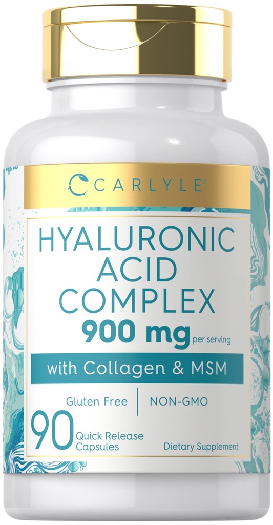 キャラリアヒアルロン酸コンプレックス900mg | コラーゲンとMSMで | 90カプセル | ノンGMO、グルテンフリーサプリメント