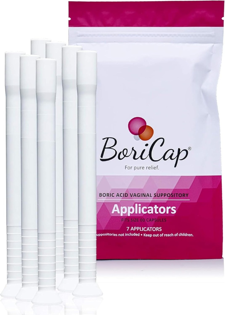 BoriCap - 揮発性酸腟の坐剤 - 容易なGlideのアプリケーターのインサートのための衛生学の解決 - 洗濯できるおよび再使用可能な - Feminineの心配および衛生製品 - Healeによって米国で作られる - 7 ct