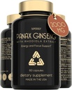 Panax GinsengとRhodiola Rosea 2000mg - 韓国のGinsengの高力60のカプセル - 人のための草の補足- Ginsengの根のエキスの標準化された7%のGinsenosidesのエネルギー複合体-米国は作りました