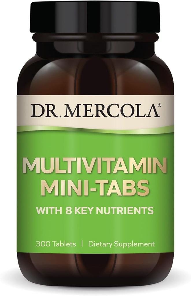Mercola Multivitamin Mini-Tabs博士、30サービング(300錠)、8キー栄養素、サプリメント、免疫と脳の健康をサポート、非GMO
