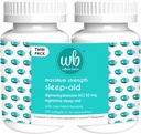 Wellness Basics Sleep Aid | Maximum Strength Diphenhydramine HCl 50 mg | Non-Habit Forming | Twin Pack -192 Total Softgels for Restful Sleep