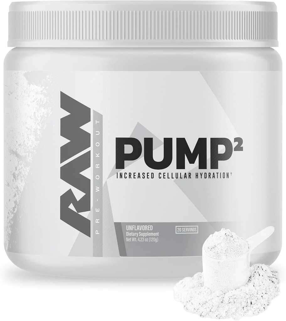RAW Pump2 プレワークアウト | グリセロールポンプ プレワークアウト サプリメント, ペアポンプ サプリメント ベスト 結果または任意のプレワークアウト パウダー | 強化水力とブースト エネルギー | 不燃 (20 サービング)