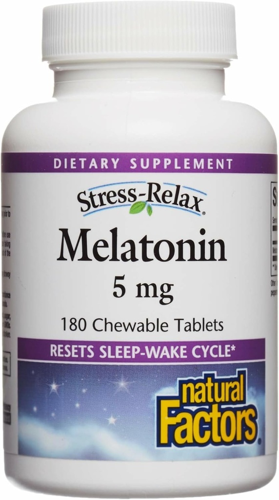 自然な要因、自然な眠りの援助による圧力RelaxのMelatonin 5のmgは、睡眠漏出周期、180のchewableタブレット(180のサービング)、Peppermintの味をリセットします