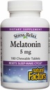 Stress-Relax Melatonin 5 mg by Natural Factors, Natural Sleep Aid, Resets the Sleep-Wake Cycle, 180 chewable tablets (180 servings), Peppermint Flavor