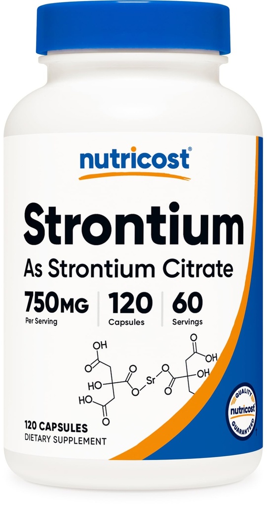 Nutricost Strontiumカプセル750mg、120カプセル - ベジタリアン、非GMO、グルテンフリー