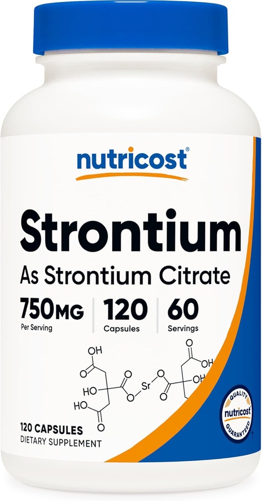 Nutricost Strontiumカプセル750mg、120カプセル - ベジタリアン、非GMO、グルテンフリー