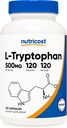 Nutricost L-Tryptophan 500mg、120カプセル - BioPerine、グルテンフリー、非GMO