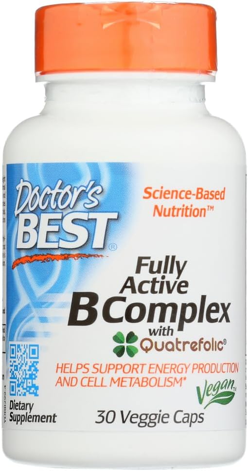 Doctor's Best Fully Active B Complex, Non-GMO, Gluten Free, Vegan, Soy Free, Supports Energy Production, 30 Veggie Caps