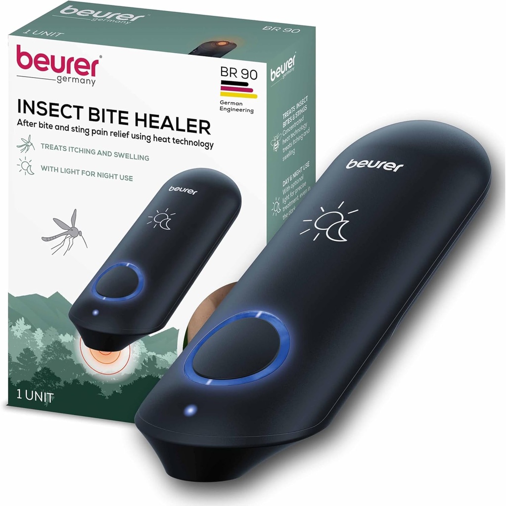 Beurer BR90はライト、化学薬品なしのバグのBiteのヒーラーと日と夜のための苦境の刺し、そして膨張を緩和するMosquitoのビットのための電子熱装置を指示します
